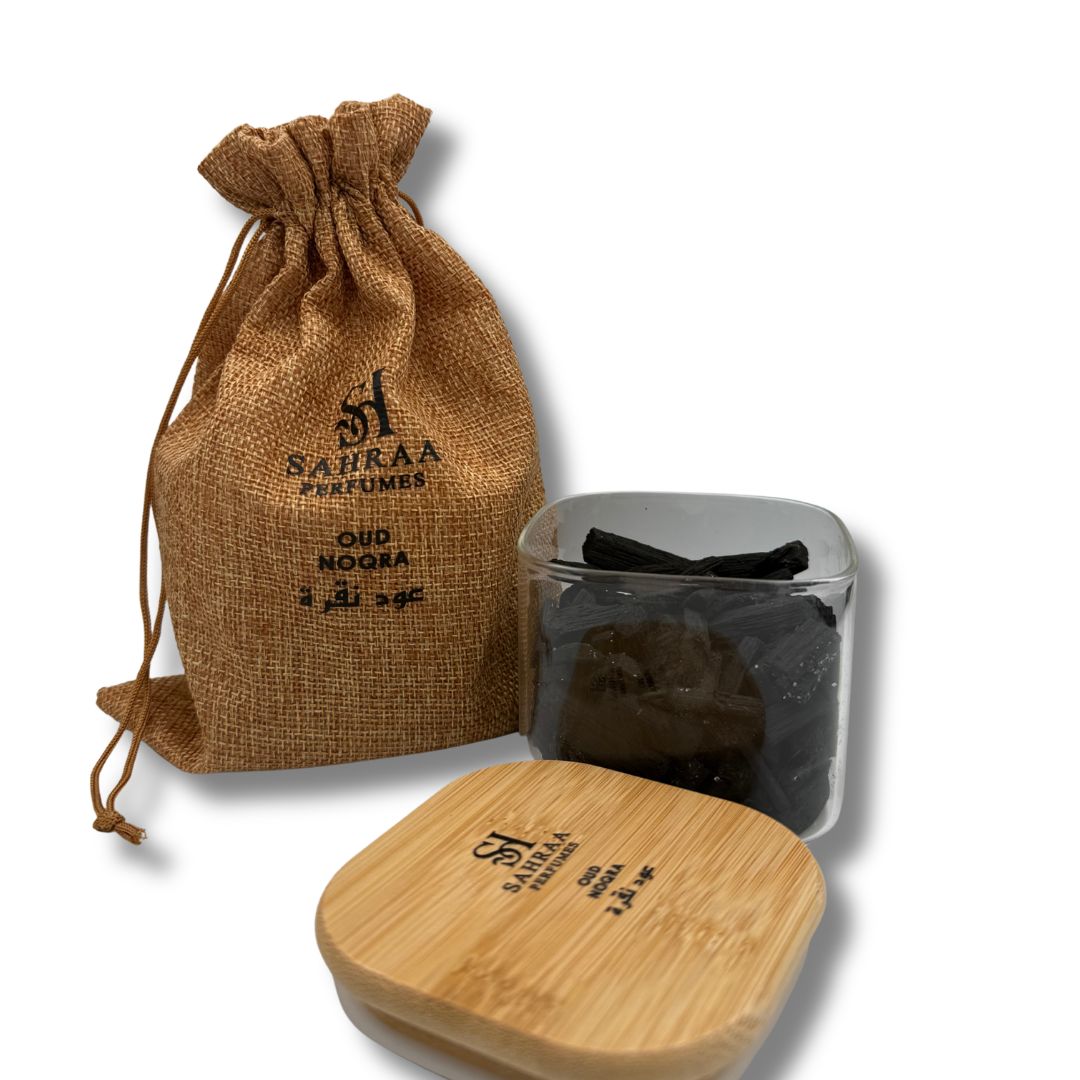Oud Noqra bakhoor wood chips close-up